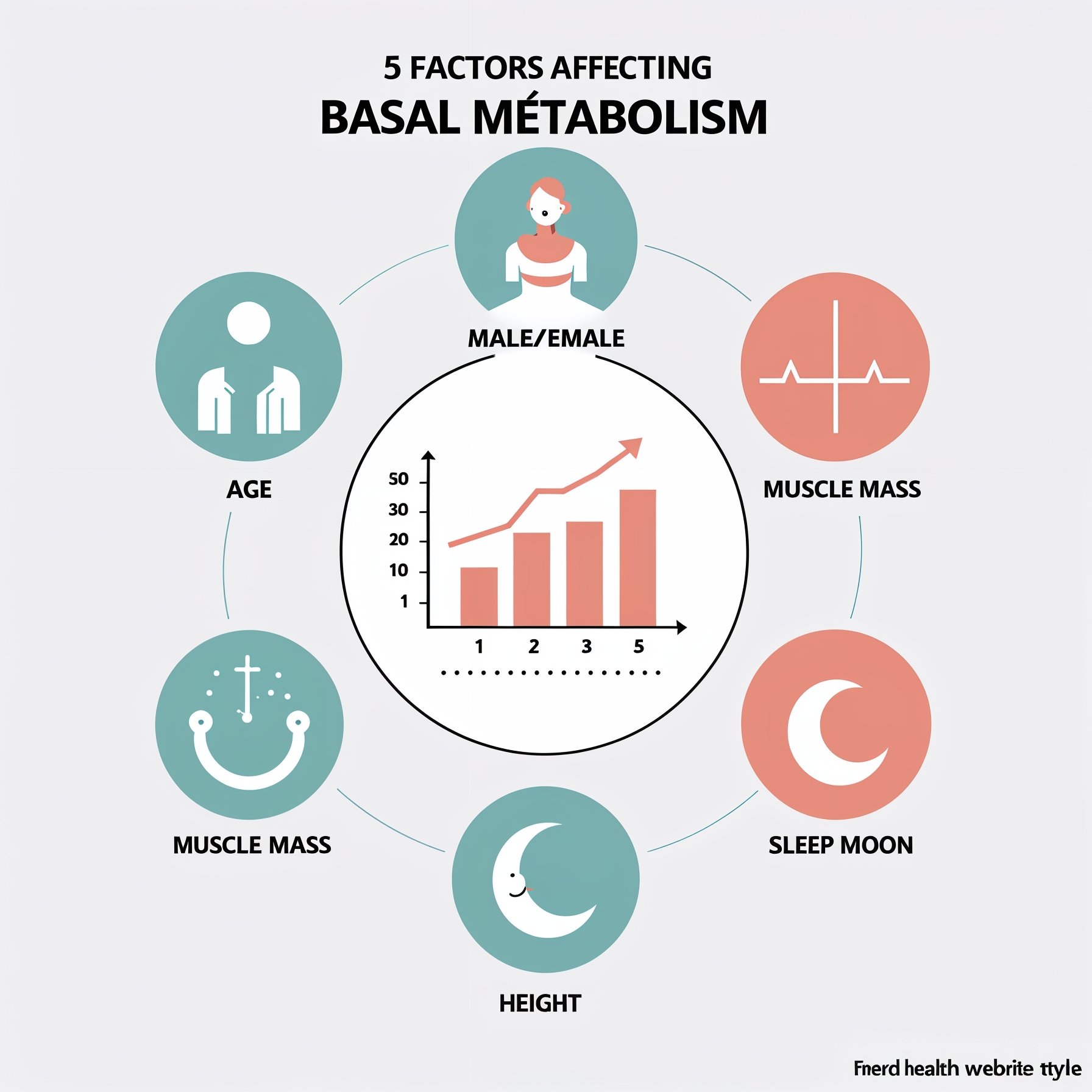 Infographie des 5 facteurs qui influencent le metabolisme de base