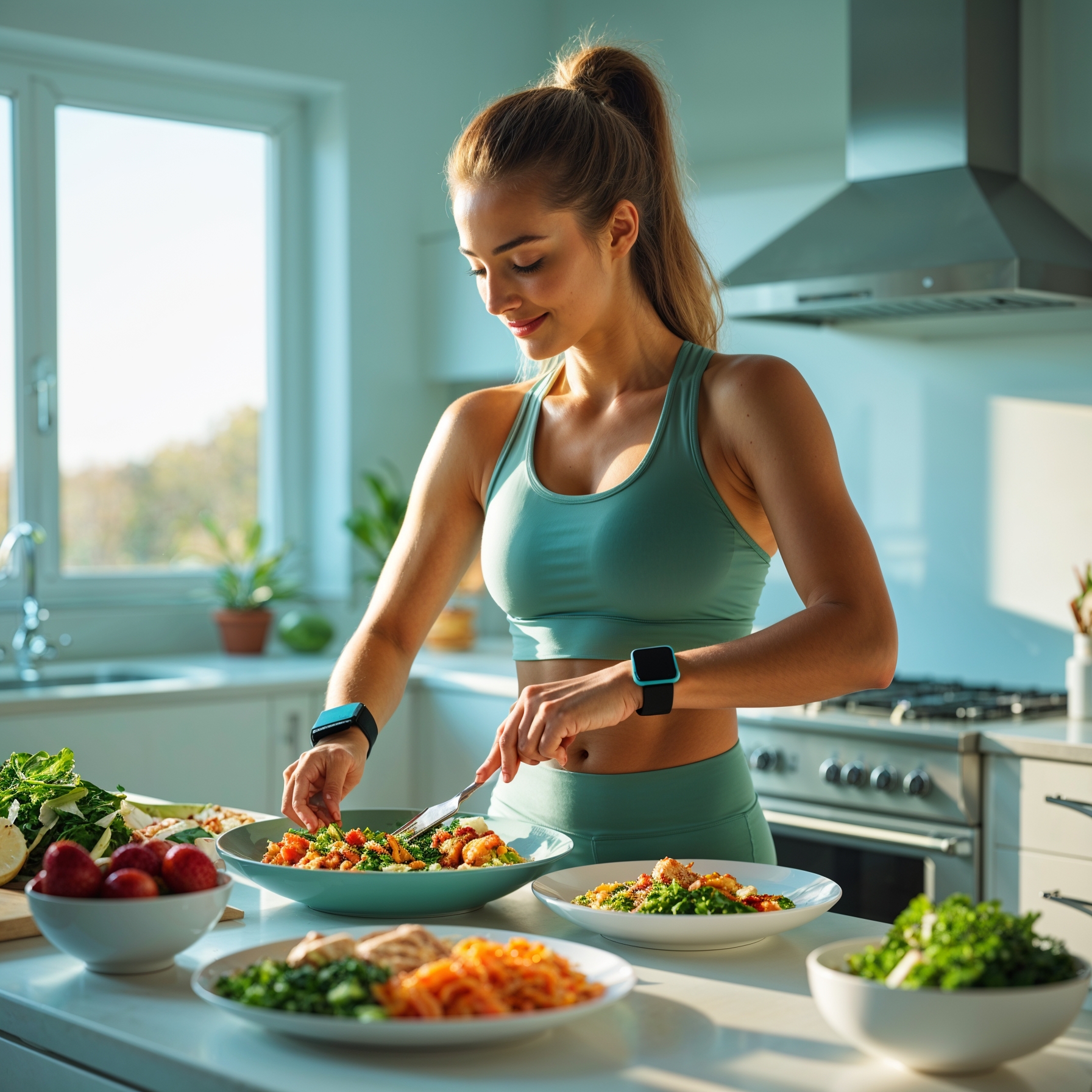 Jeune femme preparant un repas equilibre pour optimiser son metabolisme de base